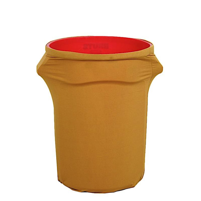 41-50 Gallons Spandex Stretch Round Trash Bin Cover - Gold TAB_SPX_TRSB02_GOLD