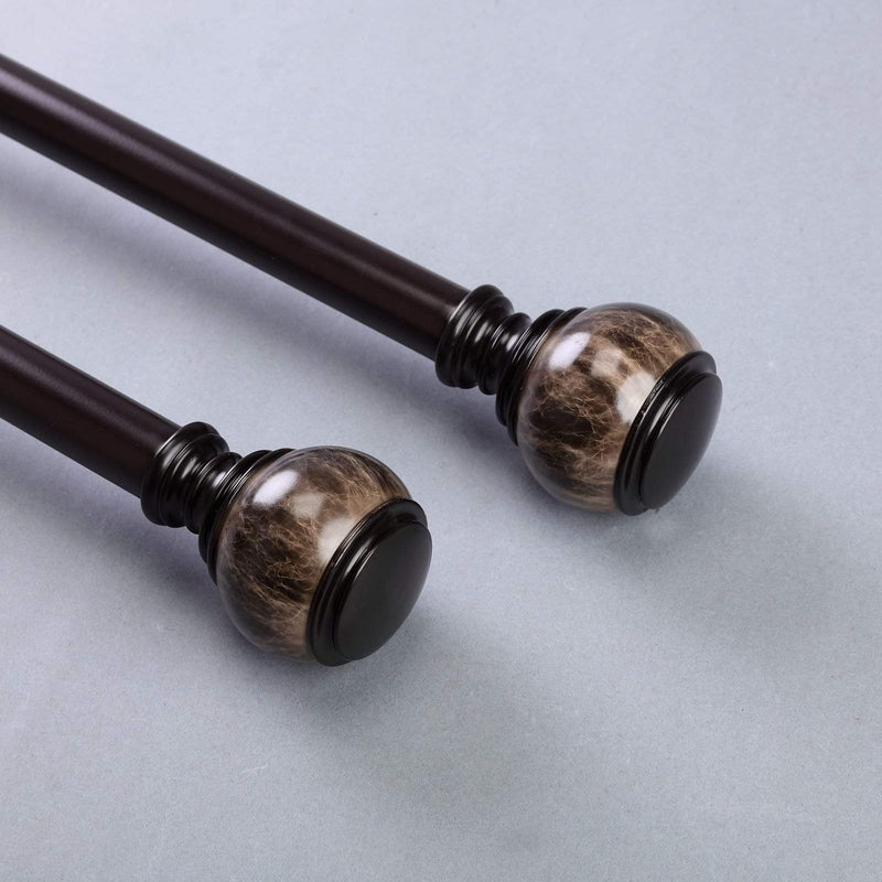 42"-126" long Adjustable Metal Curtain Rod Set with Marble Finials - Brown CUR_ROD004_42126_BRNZ