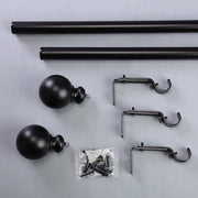 42"-126" long Adjustable Metal Curtain Rod Set with Round Finials