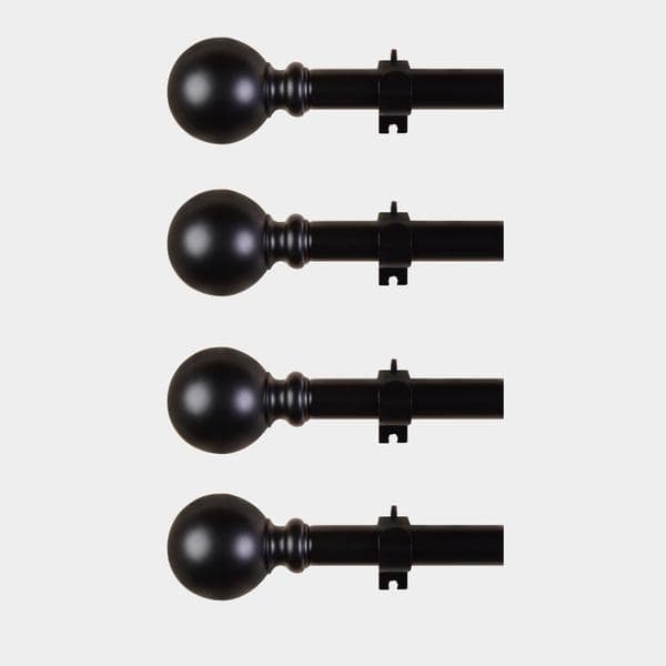 42"-126" long Adjustable Metal Curtain Rod Set with Round Finials