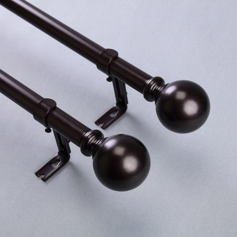 42"-126" long Adjustable Metal Curtain Rod Set with Round Finials