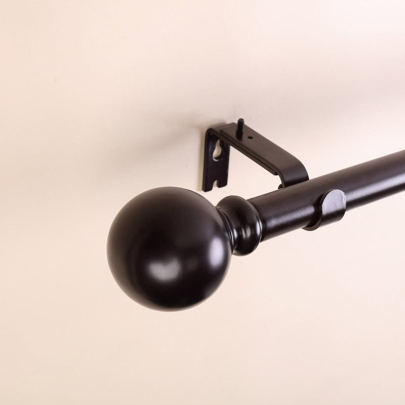 42"-126" long Adjustable Metal Curtain Rod Set with Round Finials