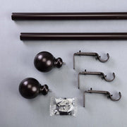42"-126" long Adjustable Metal Curtain Rod Set with Round Finials