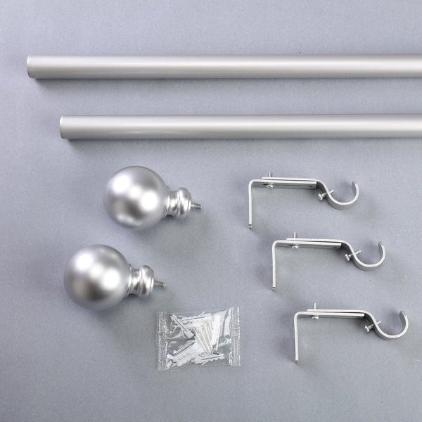 42"-126" long Adjustable Metal Curtain Rod Set with Round Finials