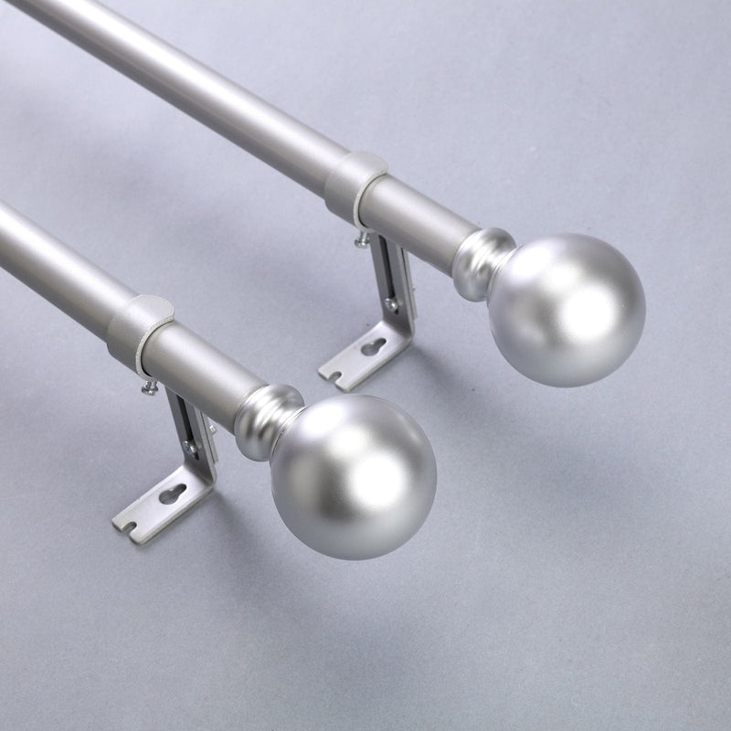 42"-126" long Adjustable Metal Curtain Rod Set with Round Finials