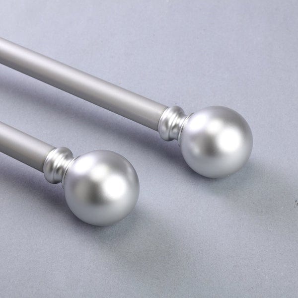 42"-126" long Adjustable Metal Curtain Rod Set with Round Finials