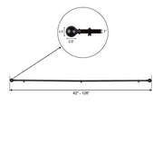 42"-126" long Adjustable Metal Curtain Rod Set with Round Finials