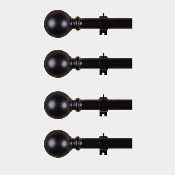 42"-126" long Adjustable Metal Curtain Rod Set with Round Finials