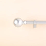 42"-126" long Adjustable Metal Curtain Rod Set with Round Finials CUR_ROD001_42126_SILV