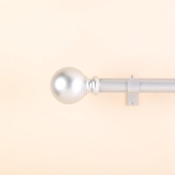 42"-126" long Adjustable Metal Curtain Rod Set with Round Finials CUR_ROD001_42126_SILV