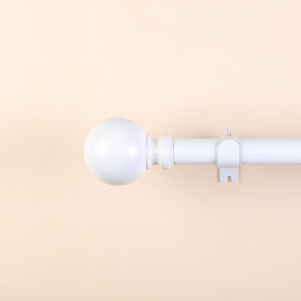 42"-126" long Adjustable Metal Curtain Rod Set with Round Finials CUR_ROD001_42126_WHT