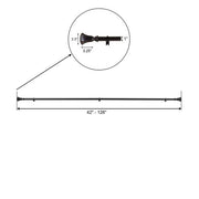 42"-126" long Adjustable Metal Curtain Rod Set with Teardrop Finials