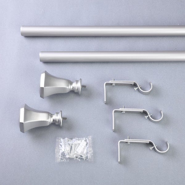 42"-126" long Adjustable Metal Curtain Rod Set with Teardrop Finials