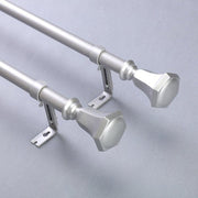 42"-126" long Adjustable Metal Curtain Rod Set with Teardrop Finials