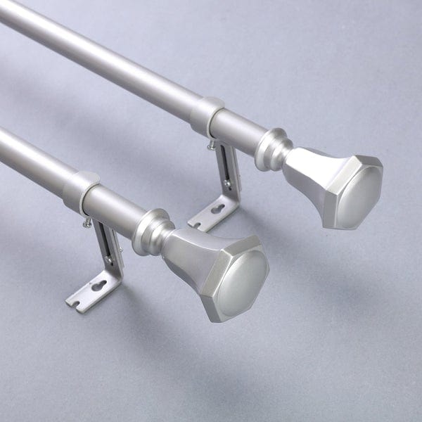 42"-126" long Adjustable Metal Curtain Rod Set with Teardrop Finials