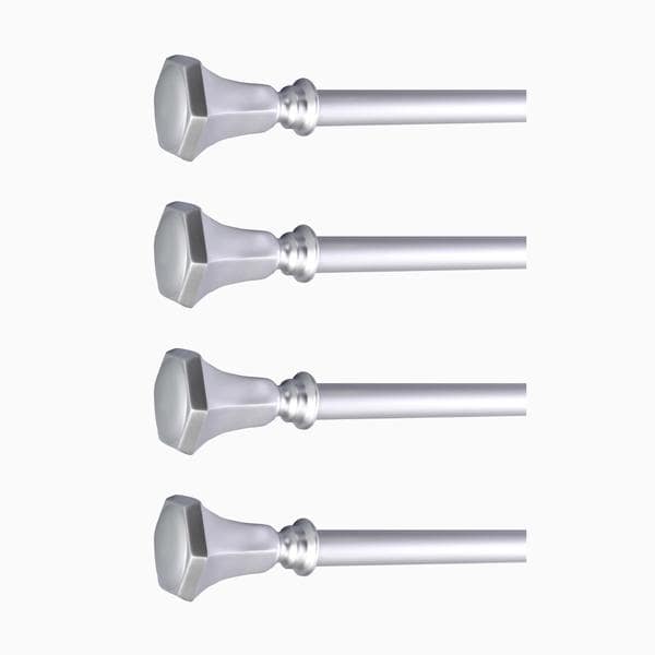 42"-126" long Adjustable Metal Curtain Rod Set with Teardrop Finials