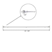 42"-126" long Adjustable Metal Curtain Rod Set with Teardrop Finials