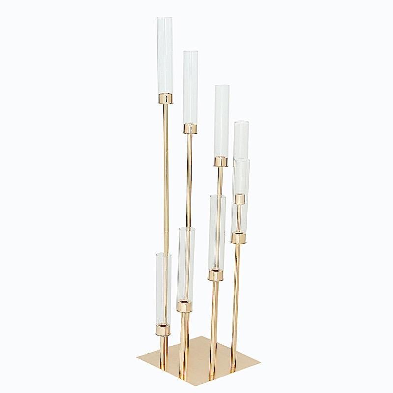 42" tall Candelabra Candle Holder Centerpiece with Glass CHDLR_CAND_030_8_GOLD