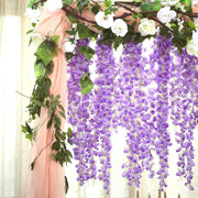 42" tall Silk Wisteria Flowers Hanging Vine Bush
