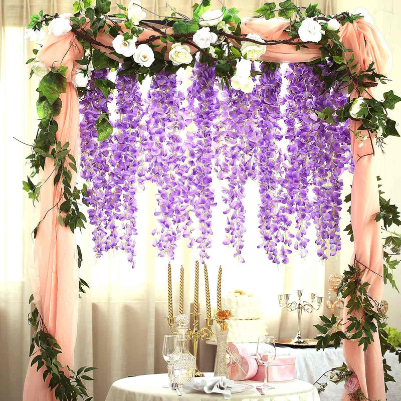 42" tall Silk Wisteria Flowers Hanging Vine Bush