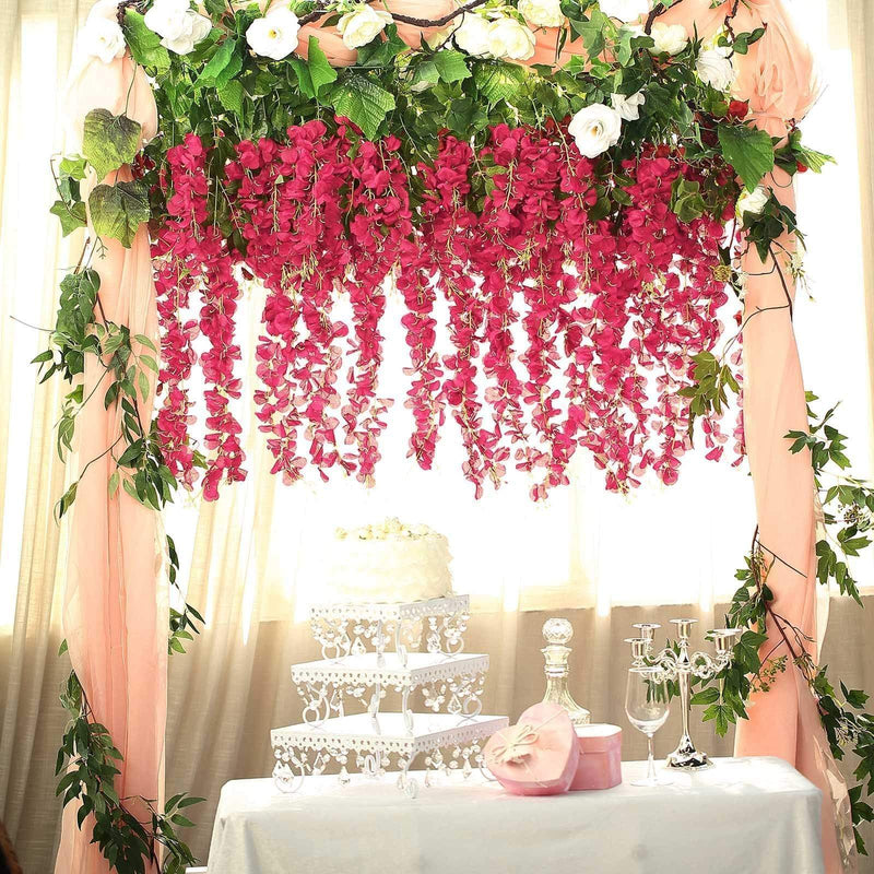 44" tall Silk Wisteria Flowers Hanging Vine Bush