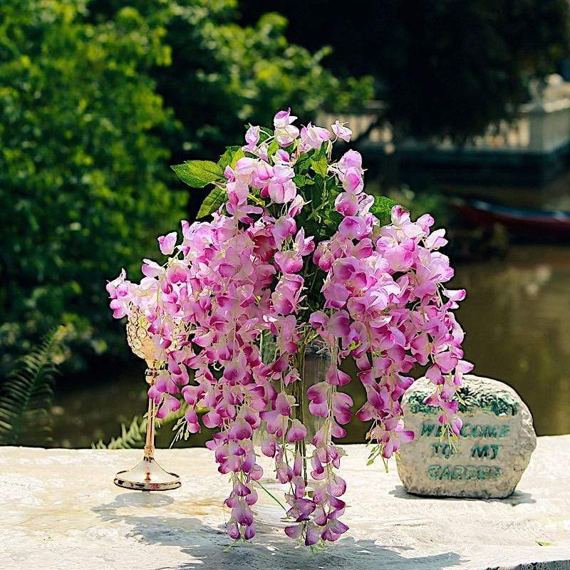 44" tall Silk Wisteria Flowers Hanging Vine Bush