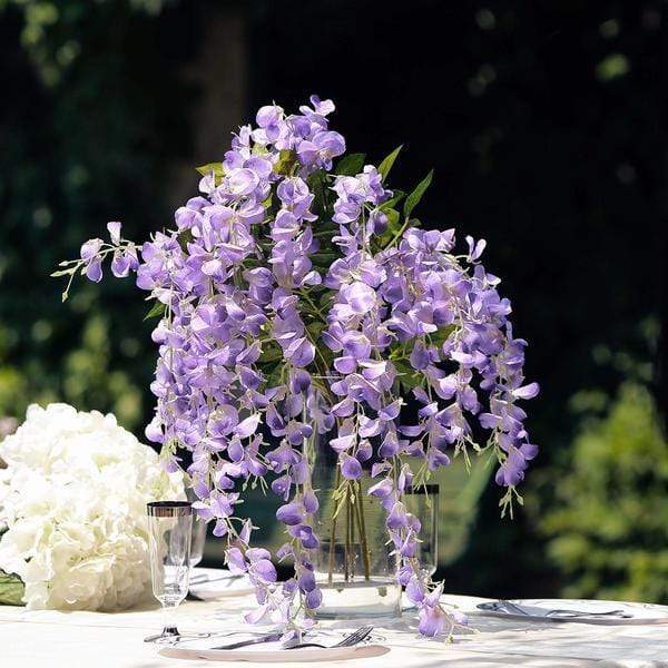 44" tall Silk Wisteria Flowers Hanging Vine Bush
