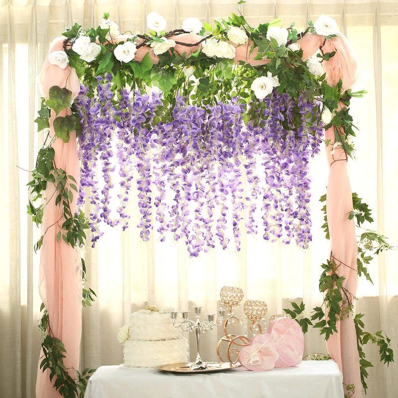 44" tall Silk Wisteria Flowers Hanging Vine Bush