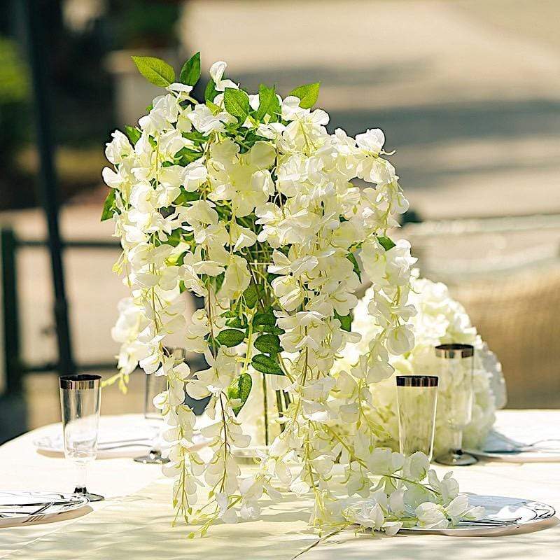 44" tall Silk Wisteria Flowers Hanging Vine Bush