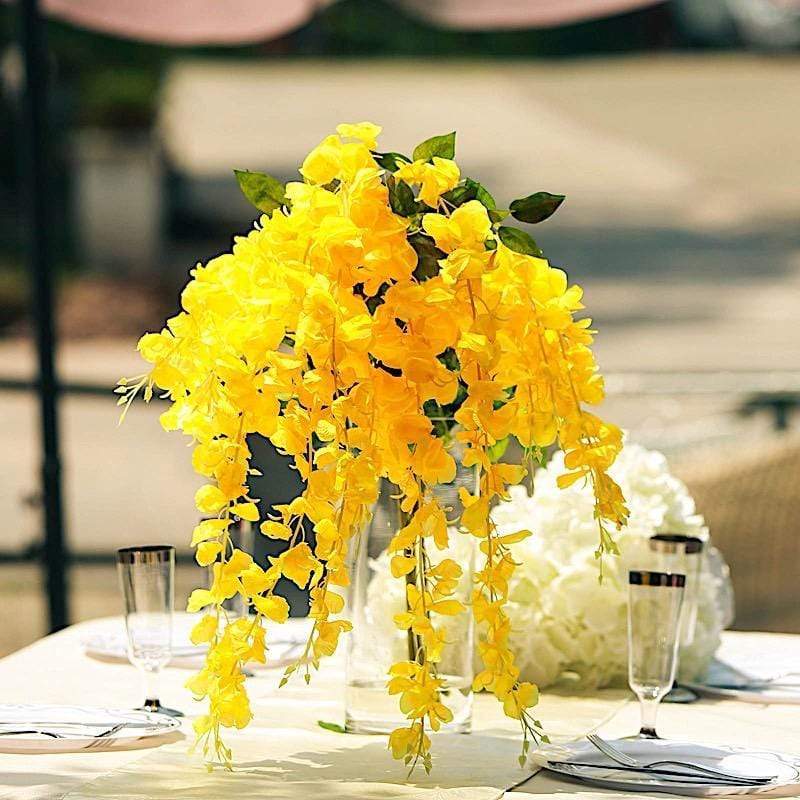 44" tall Silk Wisteria Flowers Hanging Vine Bush