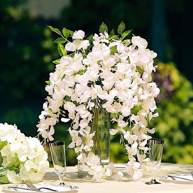 44" tall Silk Wisteria Flowers Hanging Vine Bush