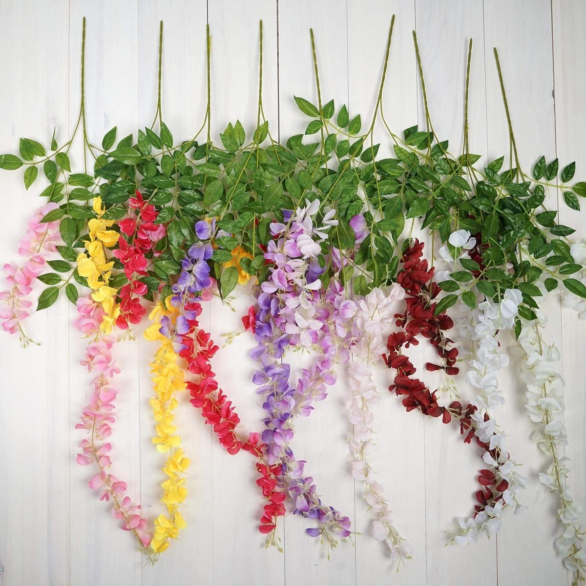 hanging wisteria plant 44" tall Silk Wisteria Flowers Hanging Vine Bush