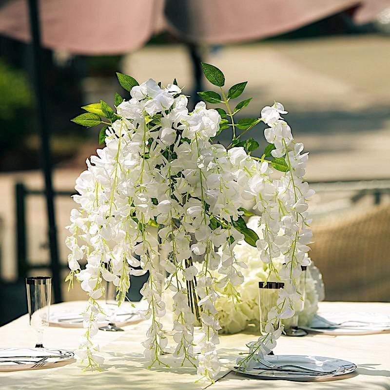 44" tall Silk Wisteria Flowers Hanging Vine Bush
