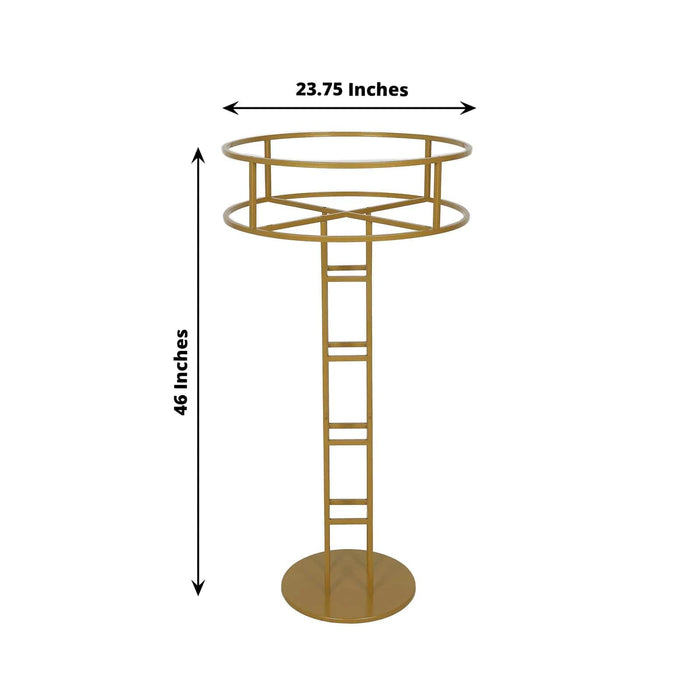 46" Tall Metal with Round Top Flower Stand Pedestal Centerpiece - Gold IRON_STND11_46_GOLD