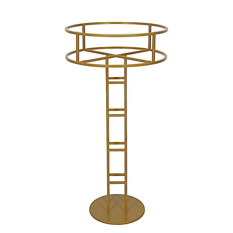 46" Tall Metal with Round Top Flower Stand Pedestal Centerpiece - Gold IRON_STND11_46_GOLD