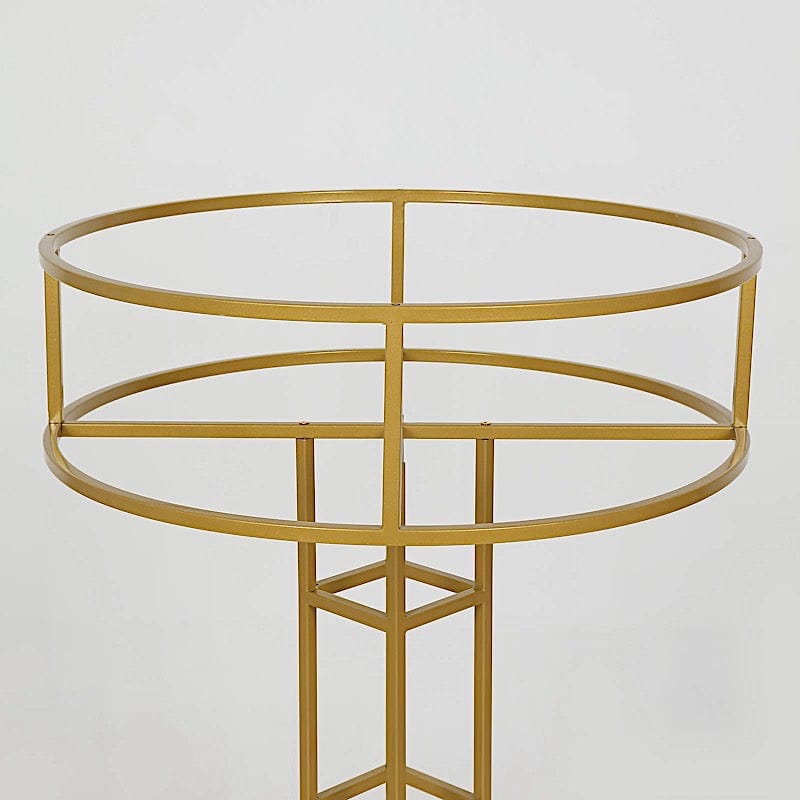 46" Tall Metal with Round Top Flower Stand Pedestal Centerpiece - Gold IRON_STND11_46_GOLD