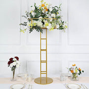 46" Tall Metal with Round Top Flower Stand Pedestal Centerpiece - Gold IRON_STND11_46_GOLD