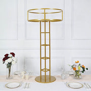 46" Tall Metal with Round Top Flower Stand Pedestal Centerpiece - Gold IRON_STND11_46_GOLD