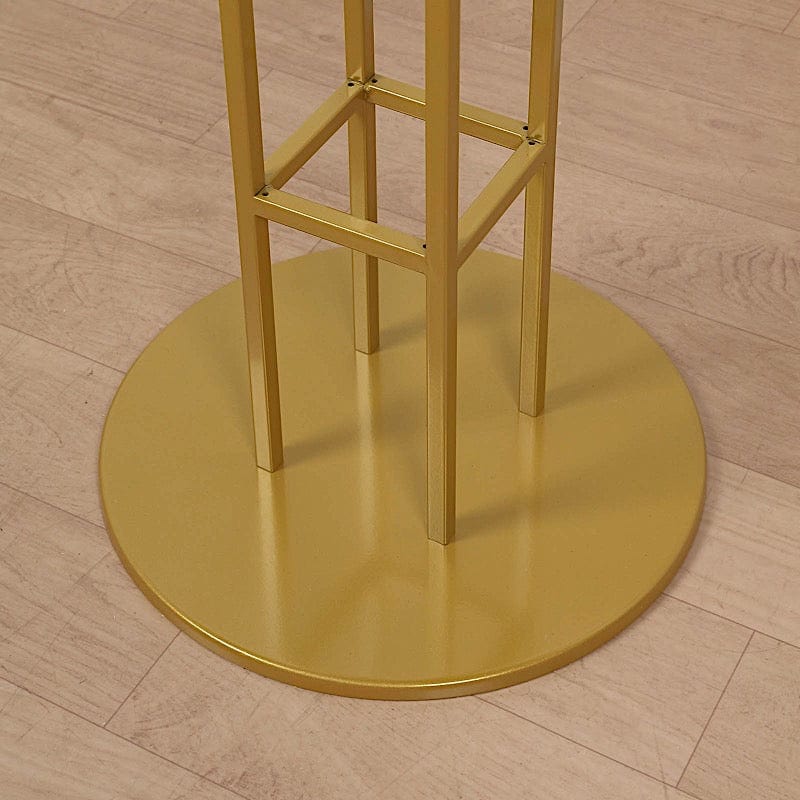 46" Tall Metal with Round Top Flower Stand Pedestal Centerpiece - Gold IRON_STND11_46_GOLD