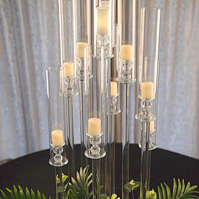 47" tall 10 Arm Crystal Glass Candelabra Votive Candle Holder - Clear CHDLR_CAND_030R_10_CLR