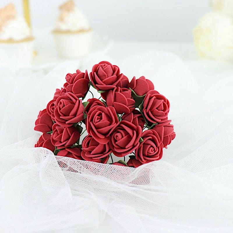 48 Mini Roses 4" Foam Artificial Flowers with Stem