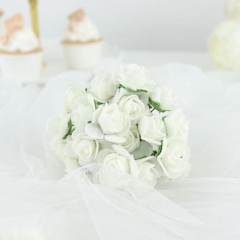 48 Mini Roses 4" Foam Artificial Flowers with Stem