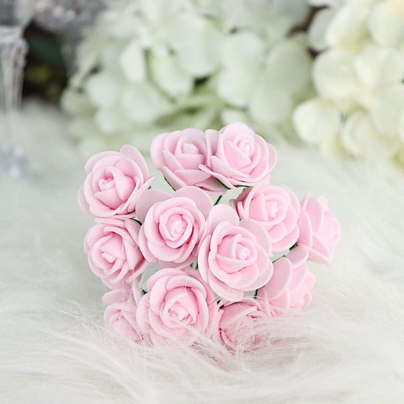 48 Mini Roses 4" Foam Artificial Flowers with Stem