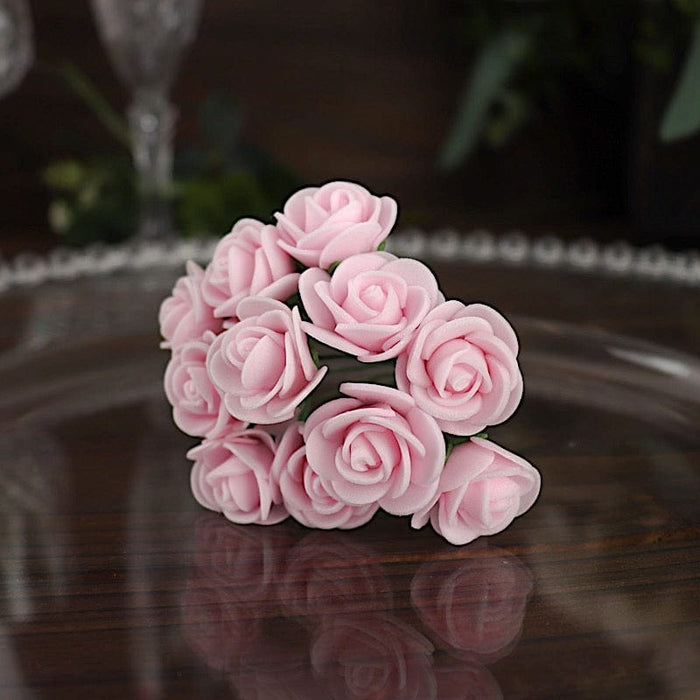 48 Mini Roses 4" Foam Artificial Flowers with Stem