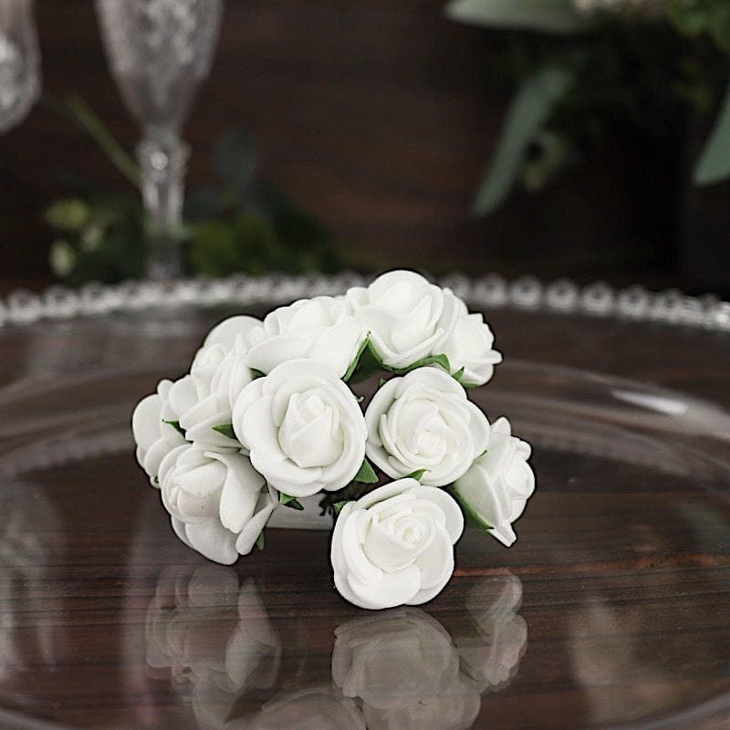 48 Mini Roses 4" Foam Artificial Flowers with Stem