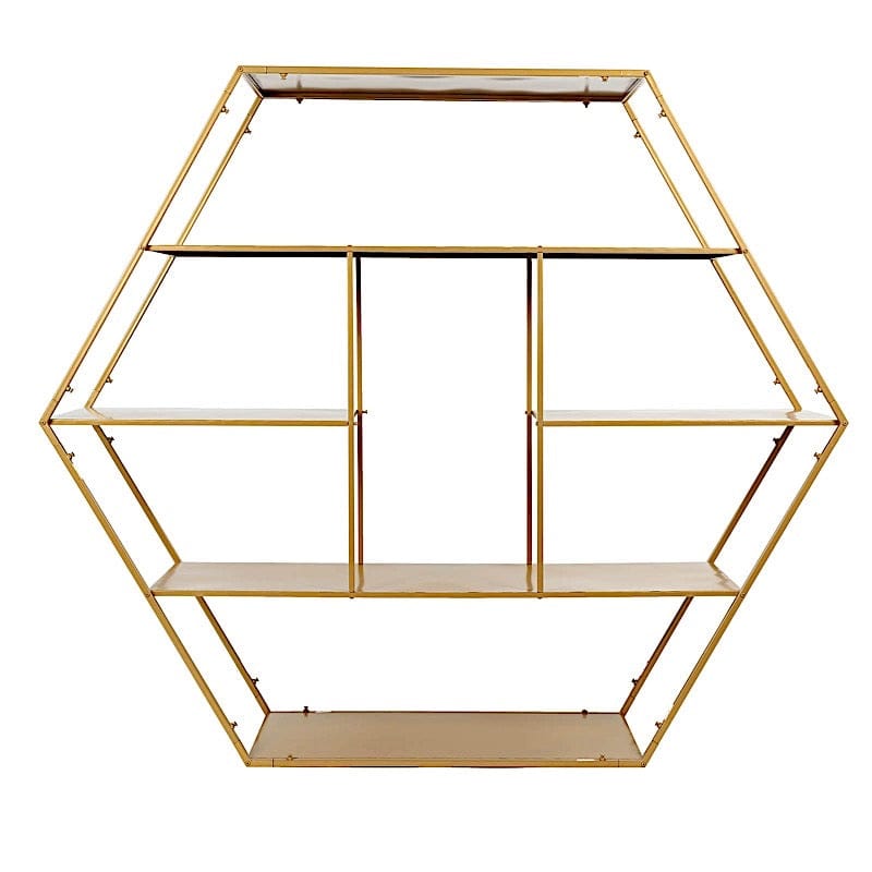 4ft Hexagon Large Metal Cake Dessert Display Stand Wedding Arch Backdrop - Gold CAKE_STND_H02_51_GOLD