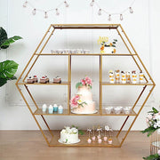 4ft Hexagon Large Metal Cake Dessert Display Stand Wedding Arch Backdrop - Gold CAKE_STND_H02_51_GOLD