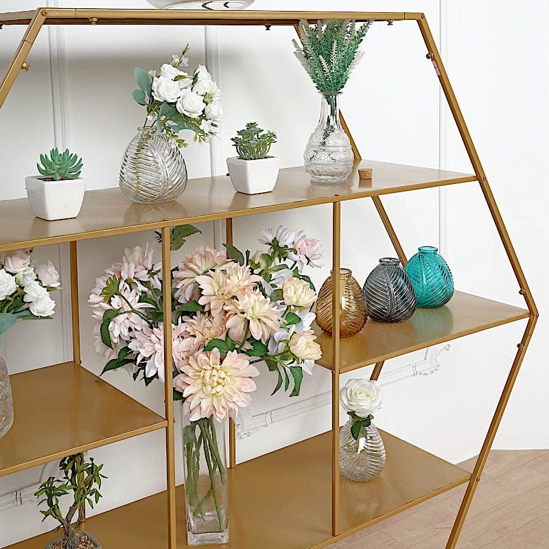 4ft Hexagon Large Metal Cake Dessert Display Stand Wedding Arch Backdrop - Gold CAKE_STND_H02_51_GOLD