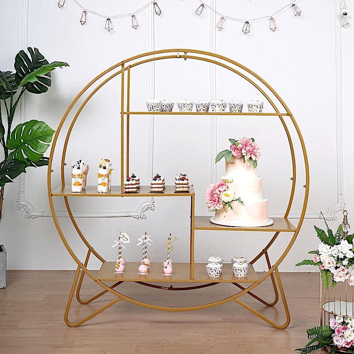 4ft Round Large Metal Cake Dessert Display Stand Wedding Arch Backdrop - Gold CAKE_STND_R02_48_GOLD