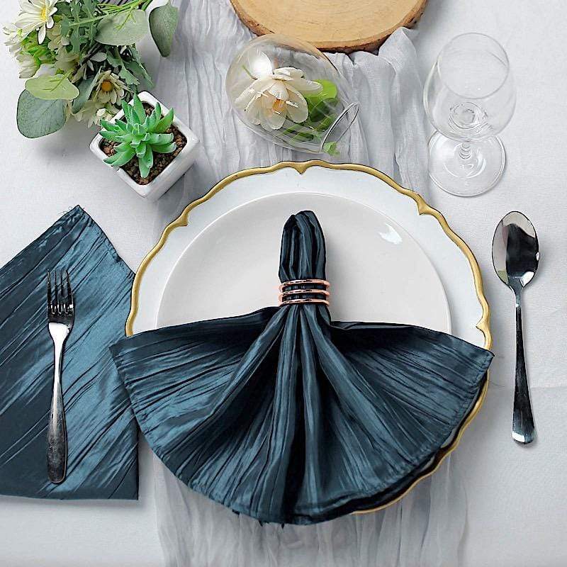 5 Accordion Crinkled Taffeta Dinner Napkins